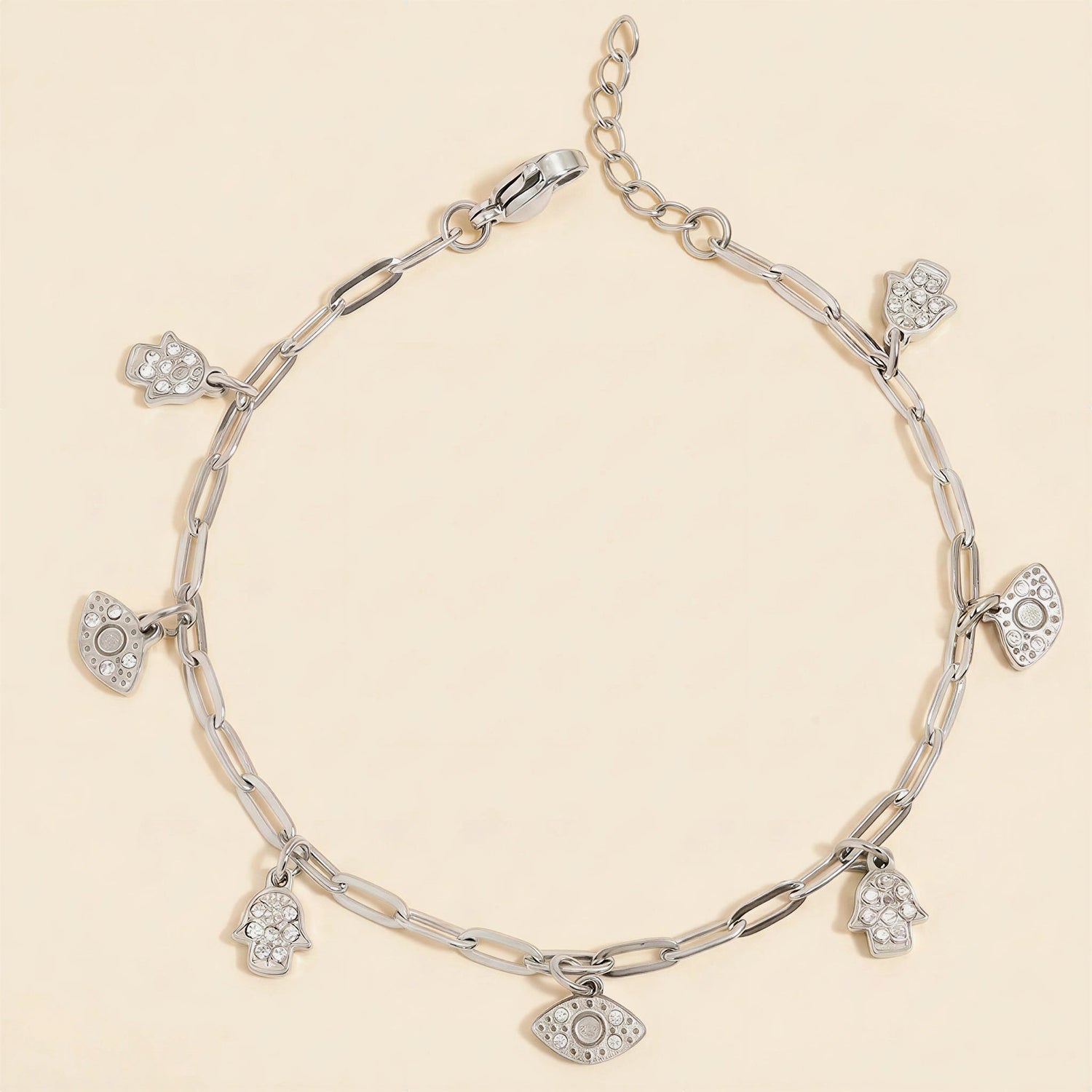Evil Eye &amp; Hamsa Dangle Charm Bracelet - Gemlet