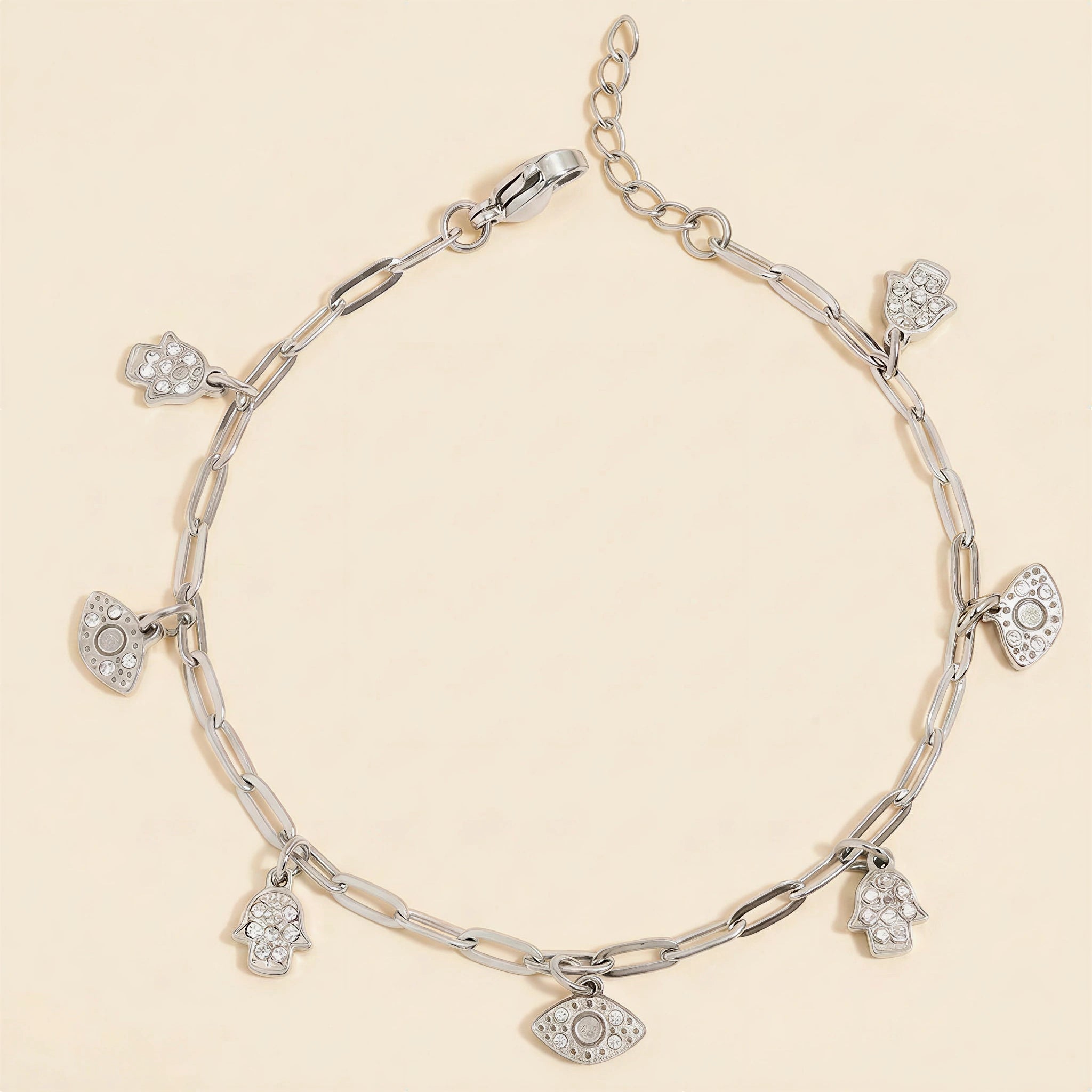 Evil Eye &amp; Hamsa Dangle Charm Bracelet - Gemlet