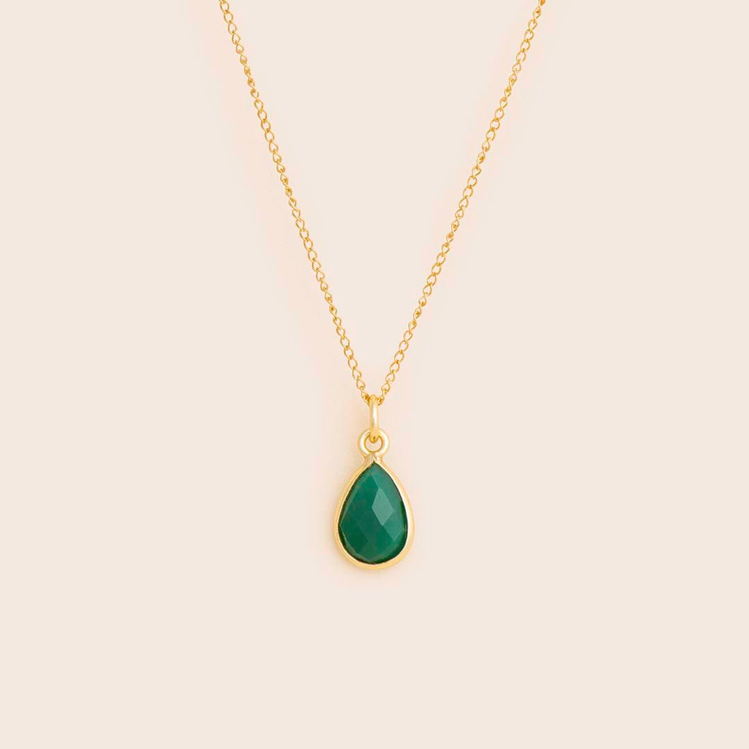 Green Onyx Teardrop Necklace - Gemlet
