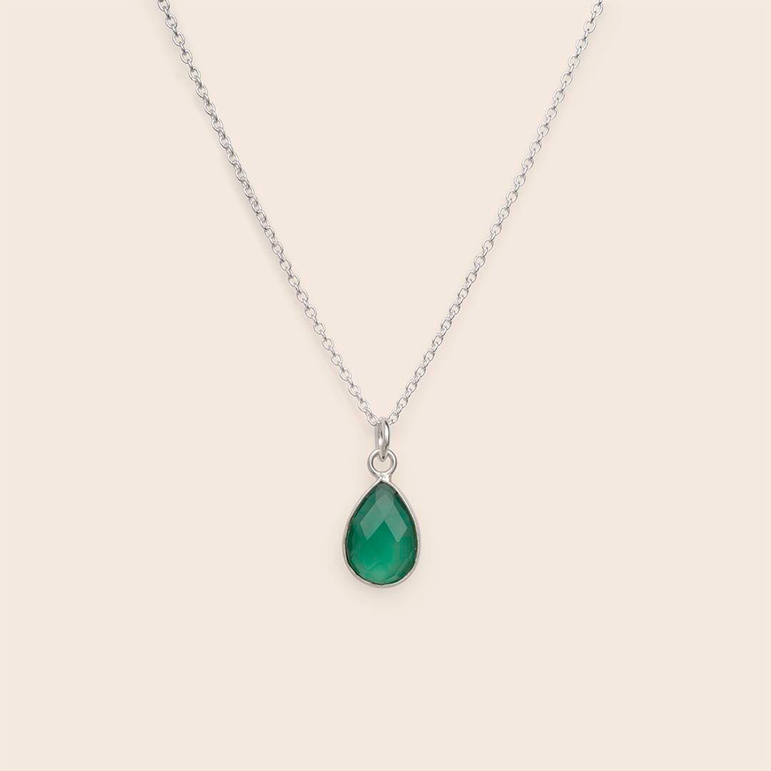 Green Onyx Teardrop Necklace - Gemlet