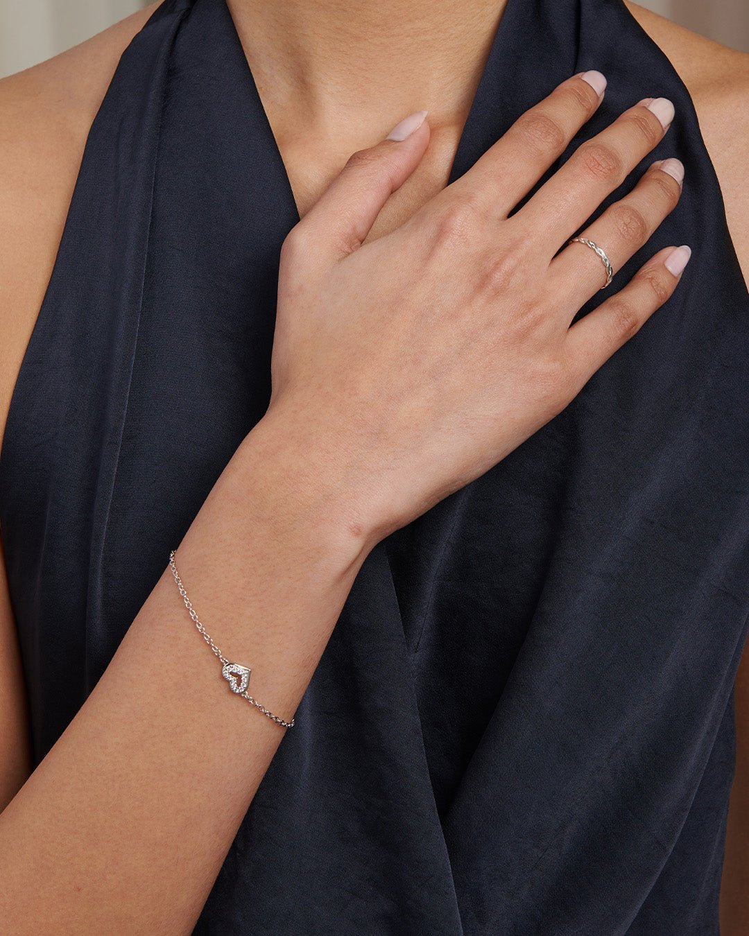 Heart CZ Chain Charm Bracelet - Gemlet