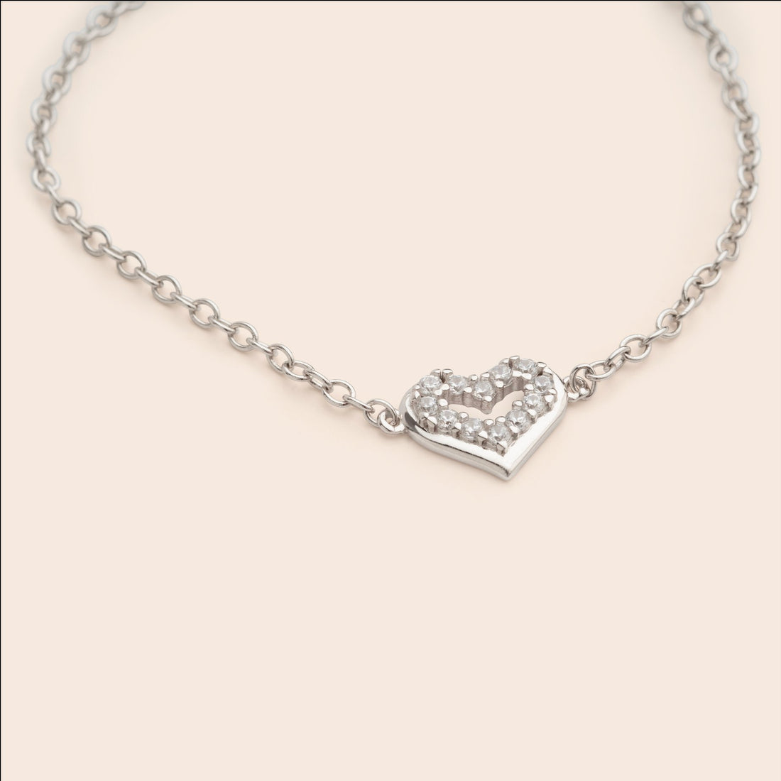 Heart CZ Chain Charm Bracelet - Gemlet