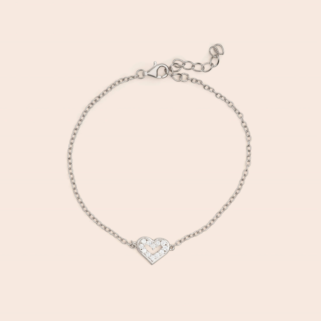 Heart CZ Chain Charm Bracelet - Gemlet