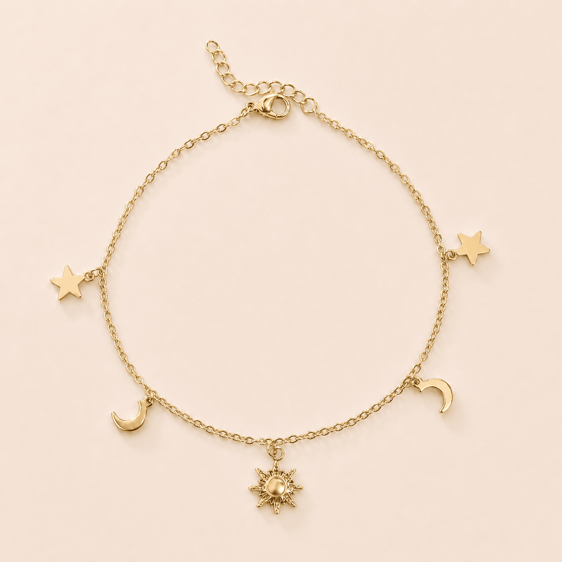 Moon and Star Charms Anklet - Gemlet