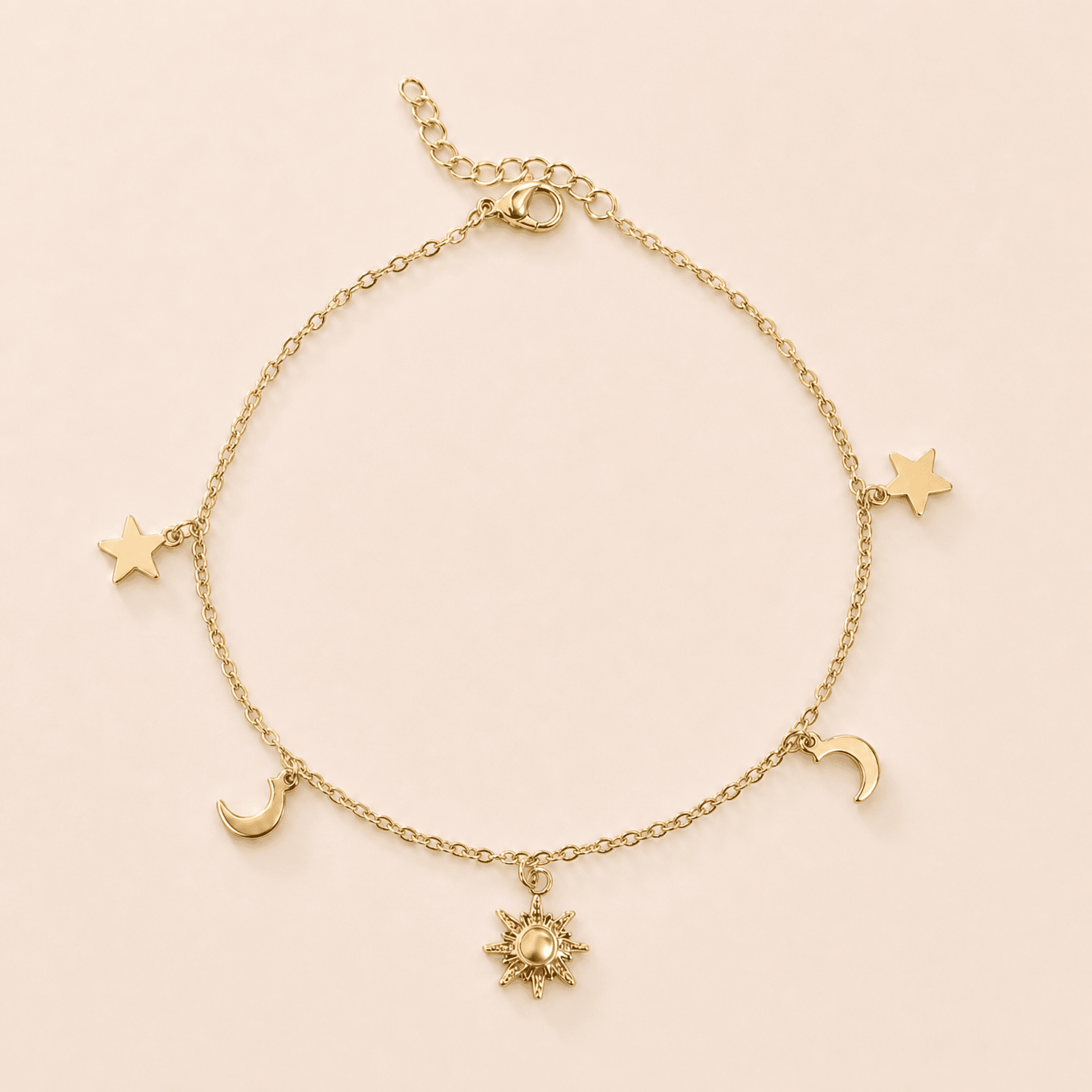 Moon and Star Charms Anklet - Gemlet