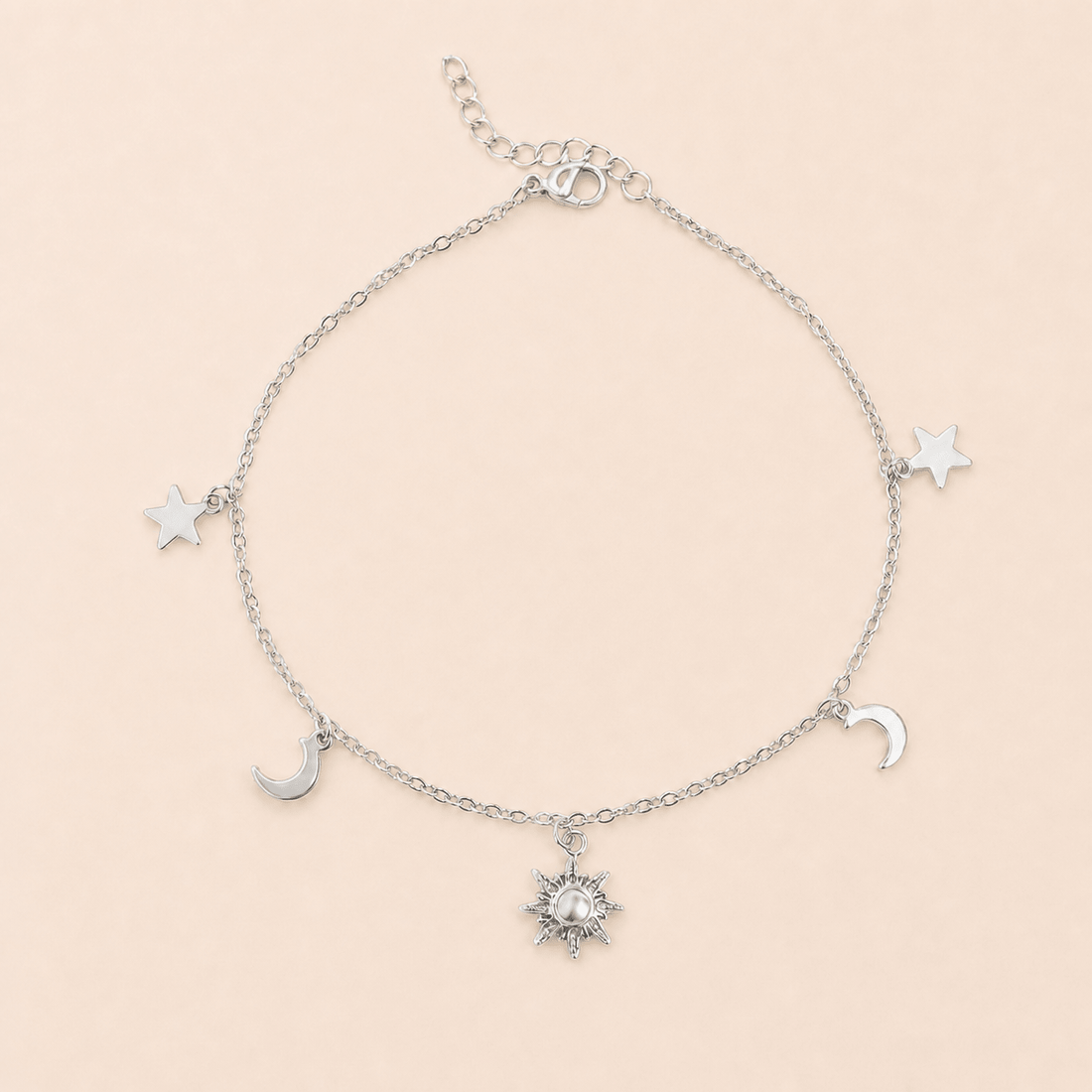 Moon and Star Charms Anklet - Gemlet