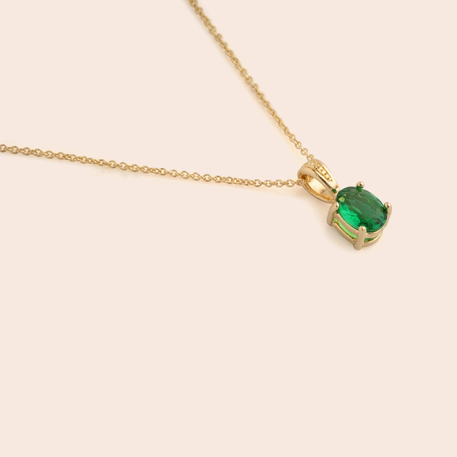 Oval Emerald CZ Necklace - Gemlet