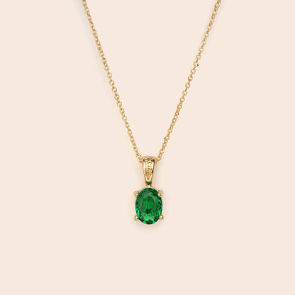 Oval Emerald CZ Necklace - Gemlet