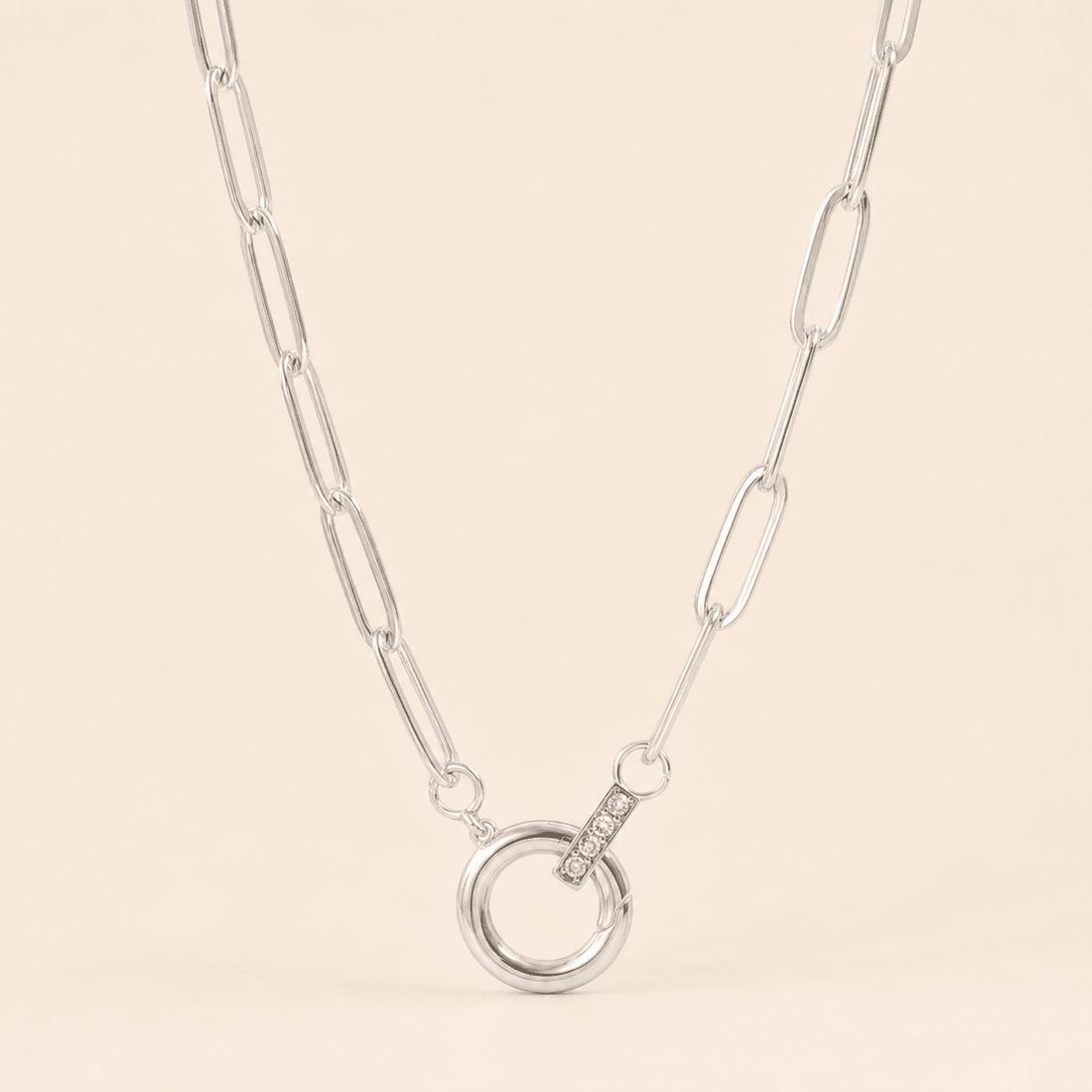 Paperclip CZ Carabiner Necklace - Gemlet