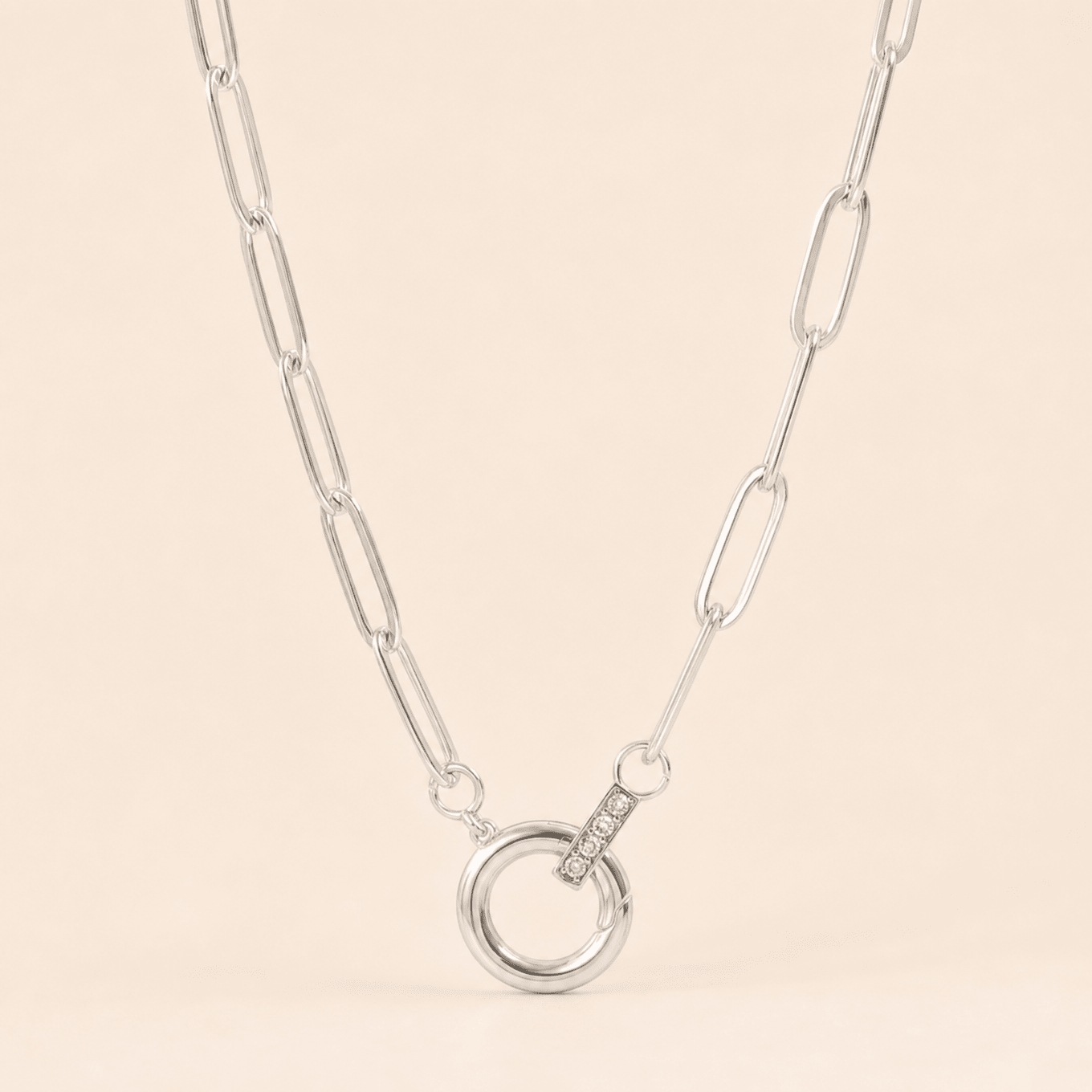 Paperclip CZ Carabiner Necklace - Gemlet
