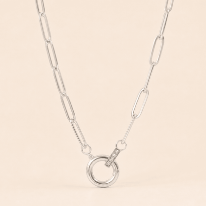 Paperclip CZ Carabiner Necklace - Gemlet