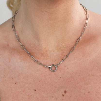 Paperclip CZ Carabiner Necklace - Gemlet