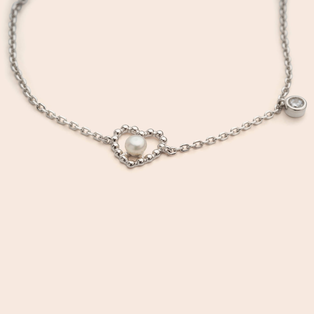 Pearl Heart Chain Charm Bracelet - Gemlet