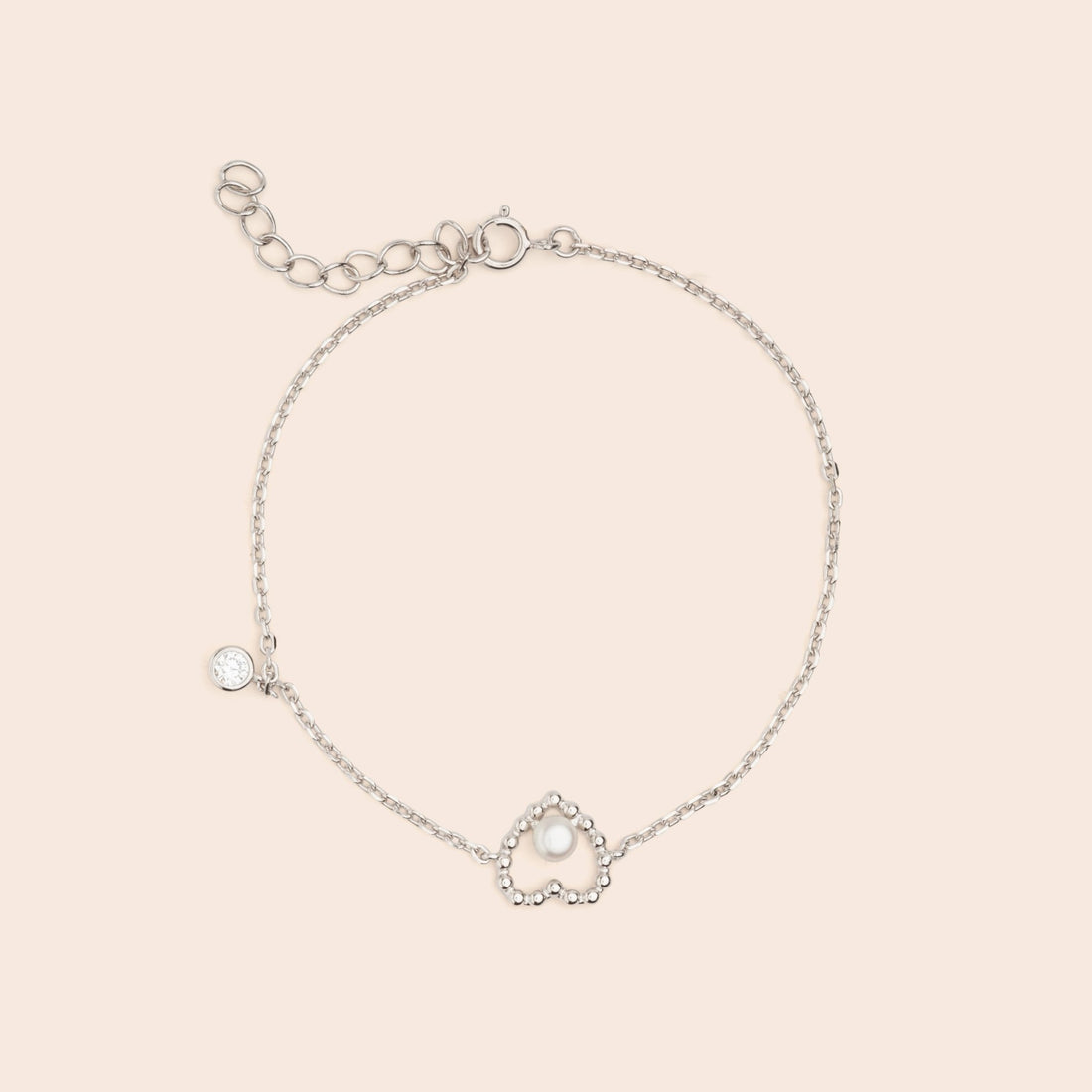 Pearl Heart Chain Charm Bracelet - Gemlet