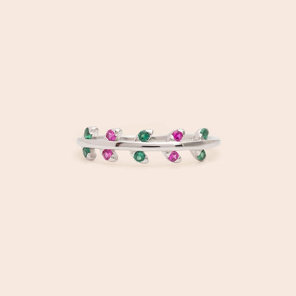 Pink &amp; Green Leaf CZ Ring - Gemlet