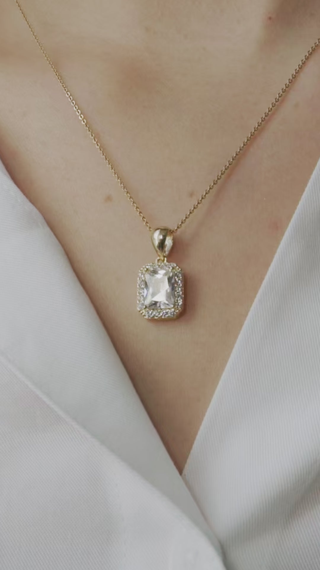 Rectangle CZ Necklace
