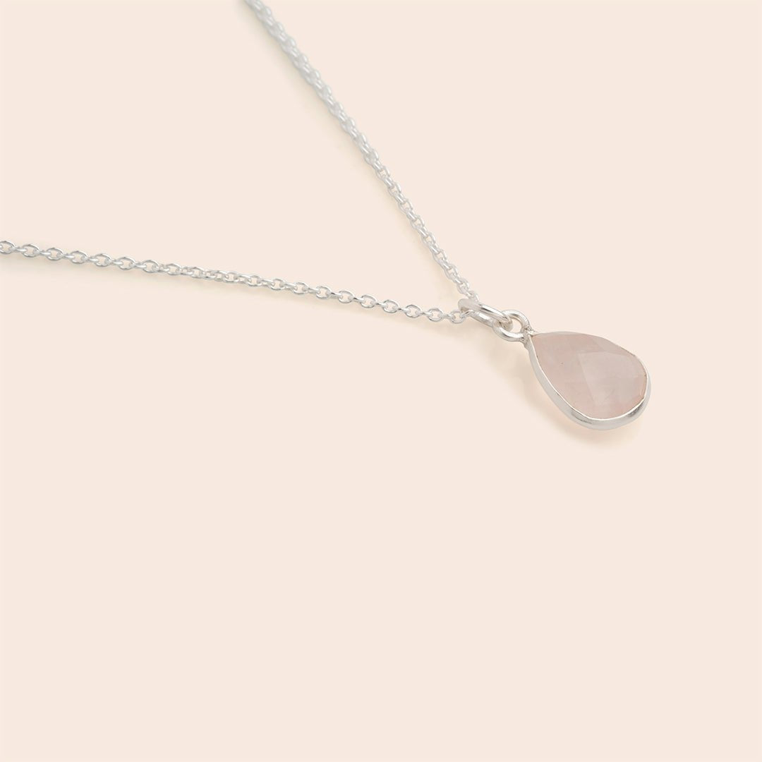 Rose Quartz Teardrop Necklace - Gemlet