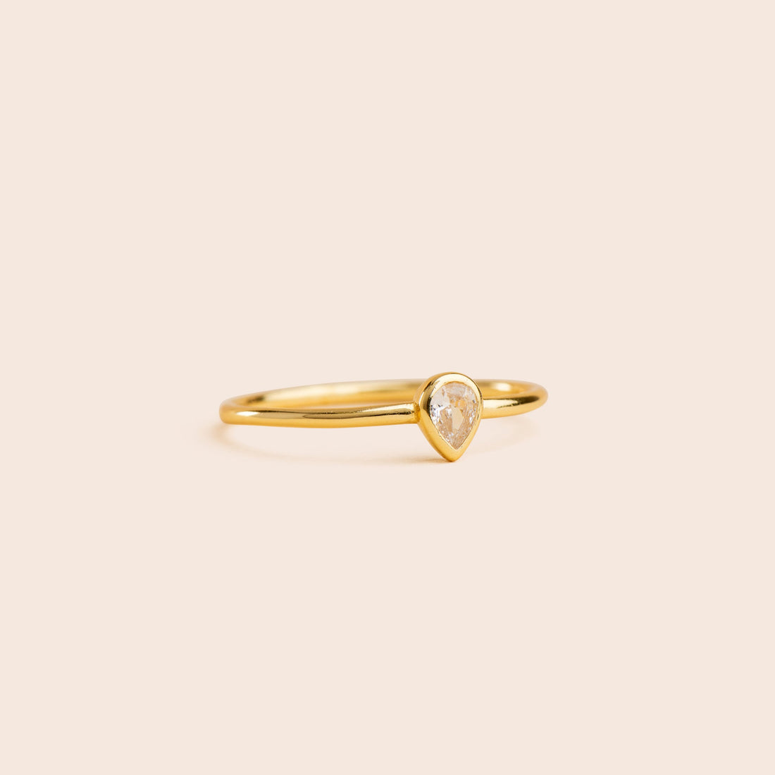 Teardrop CZ - Gold Filled Stacking Ring - Gemlet