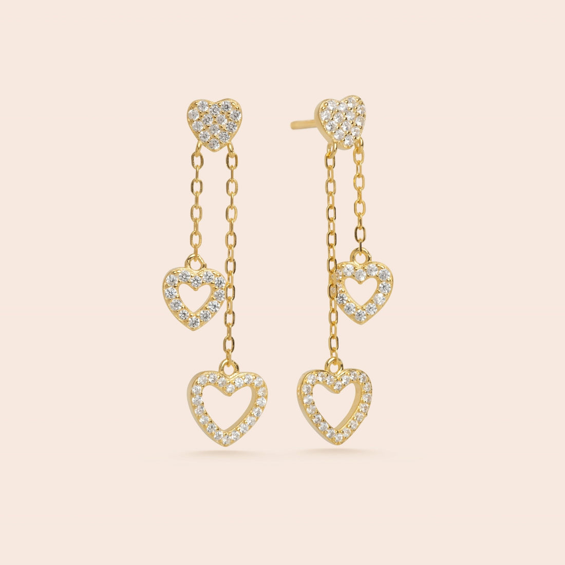 Triple Heart Dangle Studs - Gemlet