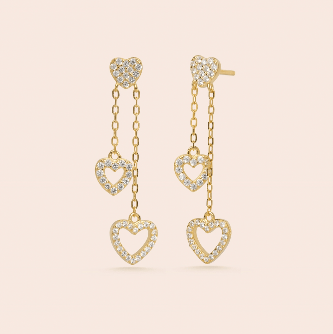 Triple Heart Dangle Studs - Gemlet