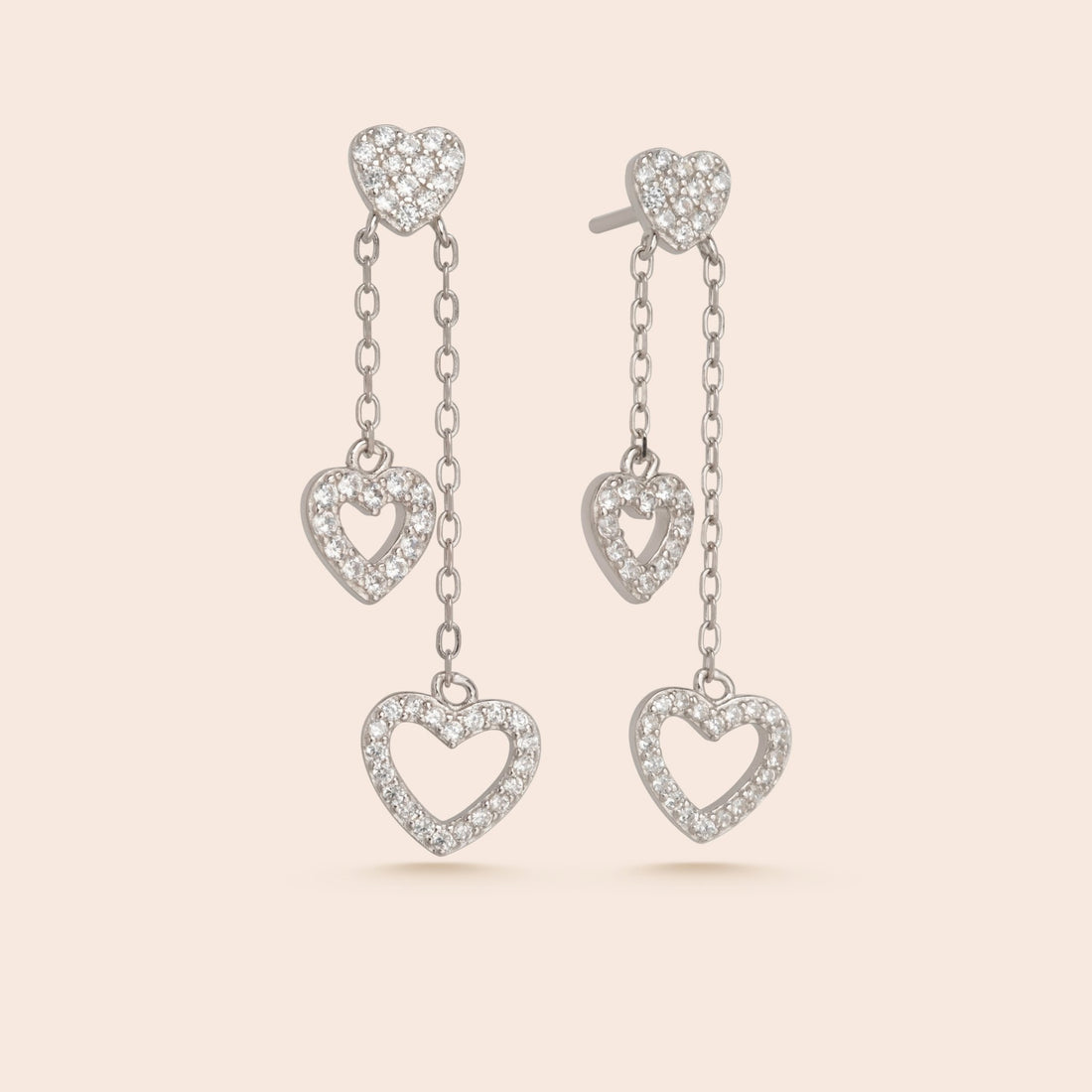 Triple Heart Dangle Studs - Gemlet