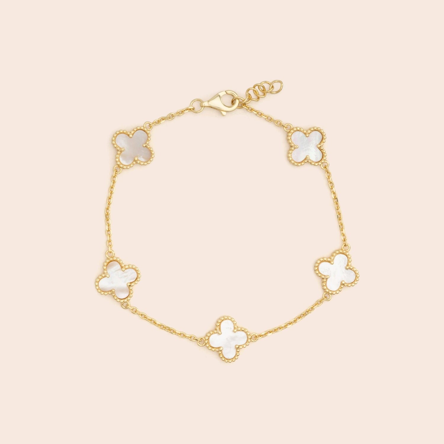 White 5 Clover Chain Bracelet - Gemlet