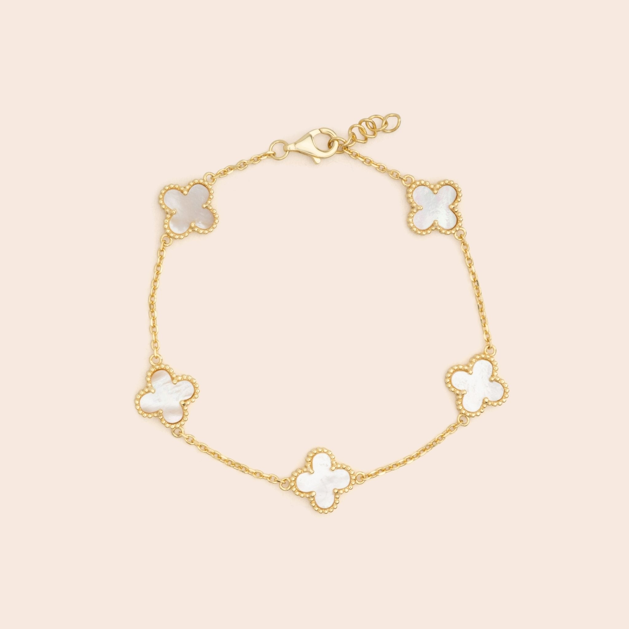 White 5 Clover Chain Bracelet - Gemlet