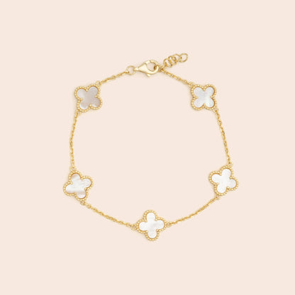 White 5 Clover Chain Bracelet - Gemlet