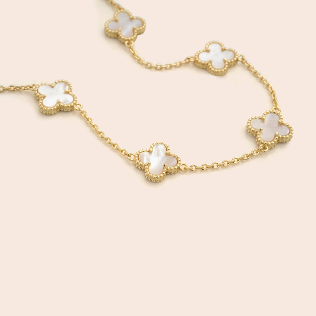 White 5 Clover Chain Bracelet - Gemlet