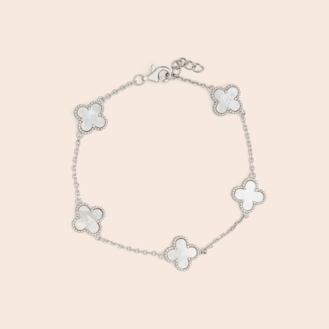 White 5 Clover Chain Bracelet - Gemlet