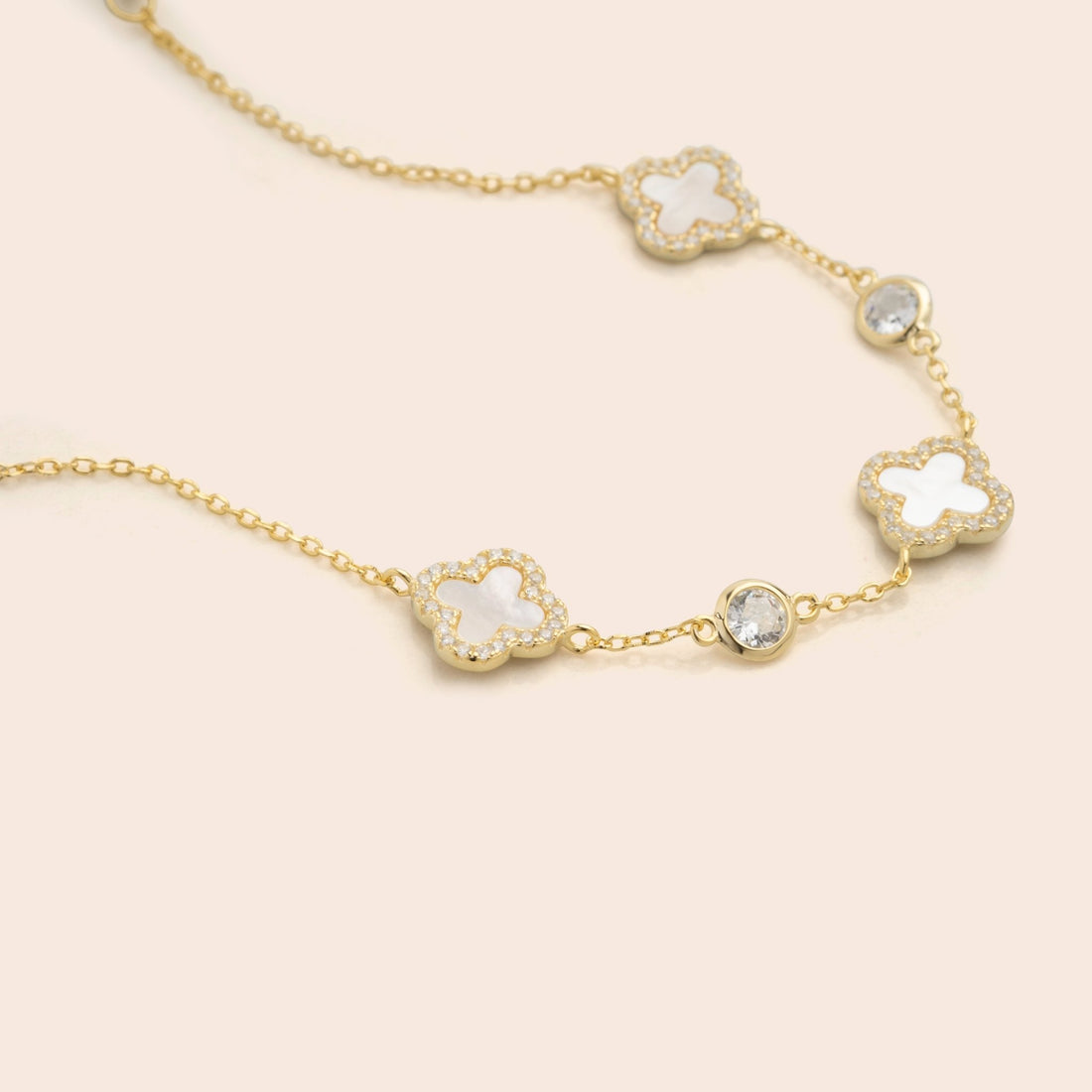 White Clover CZ Chain Bracelet - Gemlet