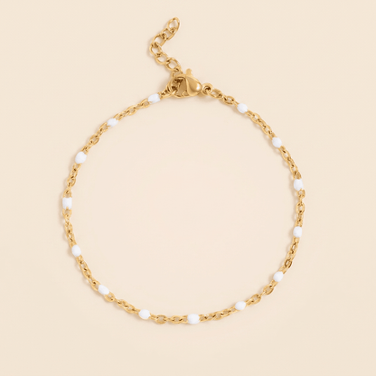 White Enamel Chain Bracelet - Gemlet