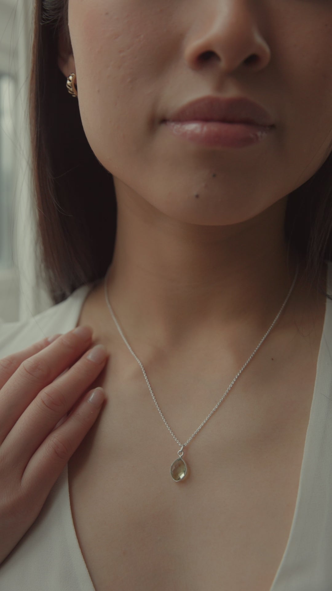 Green Amethyst Marquise Pendant Necklace