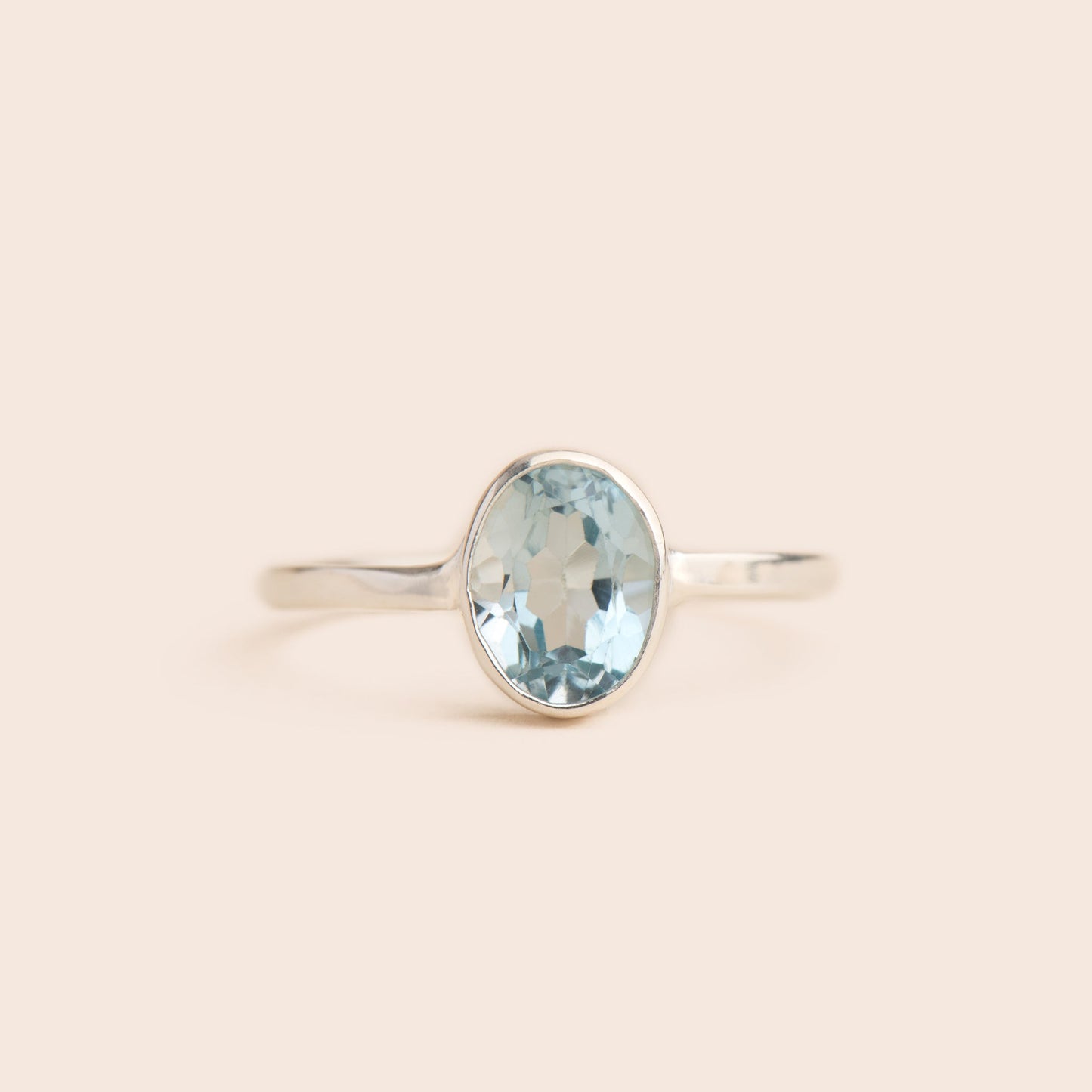 Aquamarine Oval Sterling Silver Ring - Gemlet