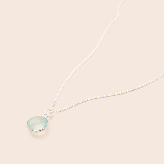 Aquamarine Round Necklace - Sterling Silver - Gemlet