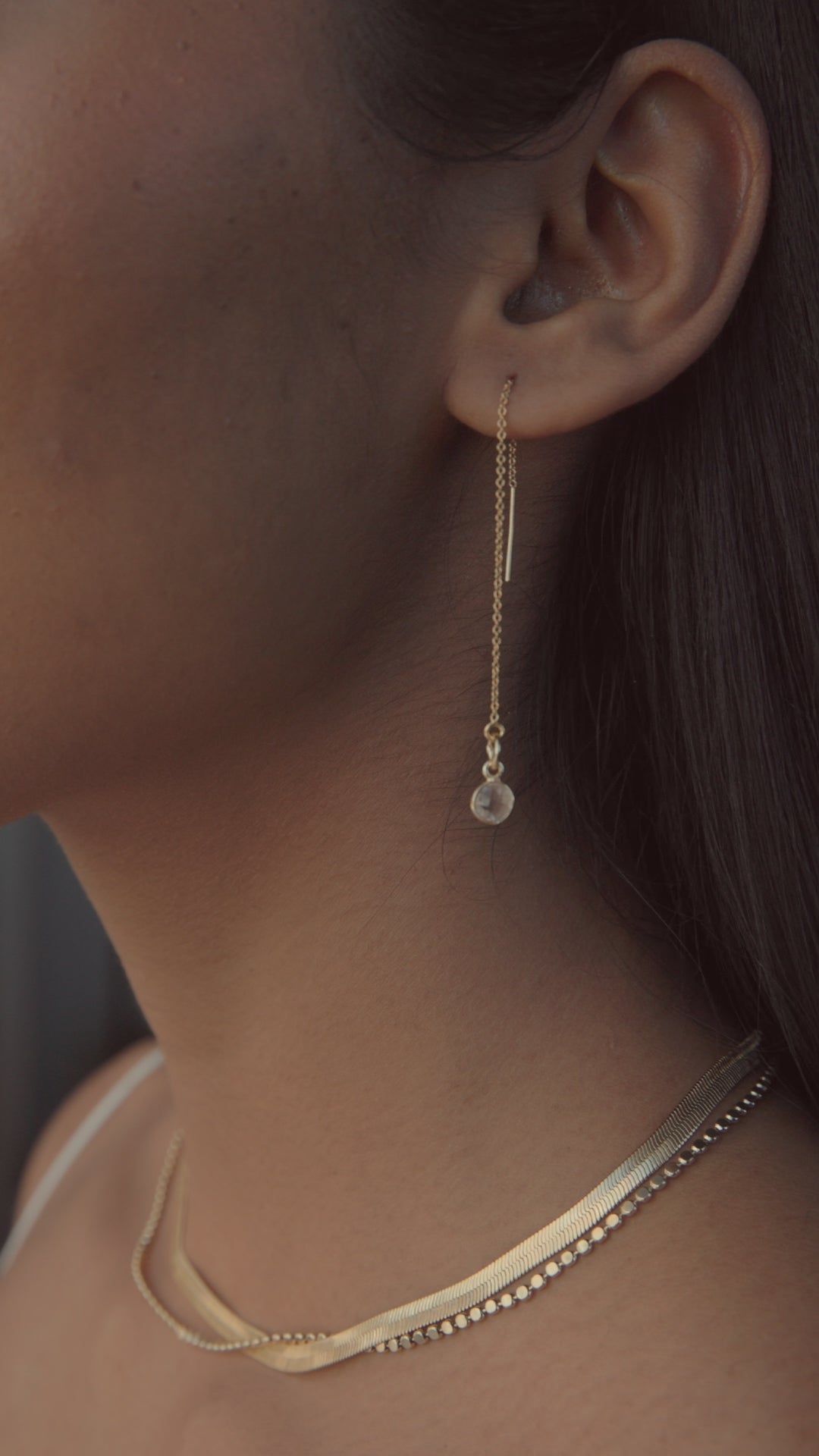 Rose Quartz Threader Earrings