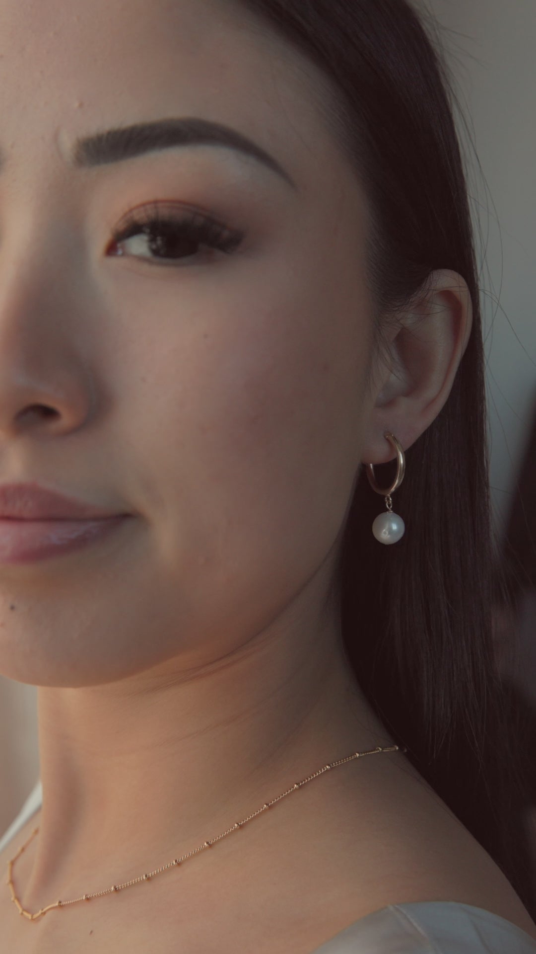 Small Pearl Dangle Hoops