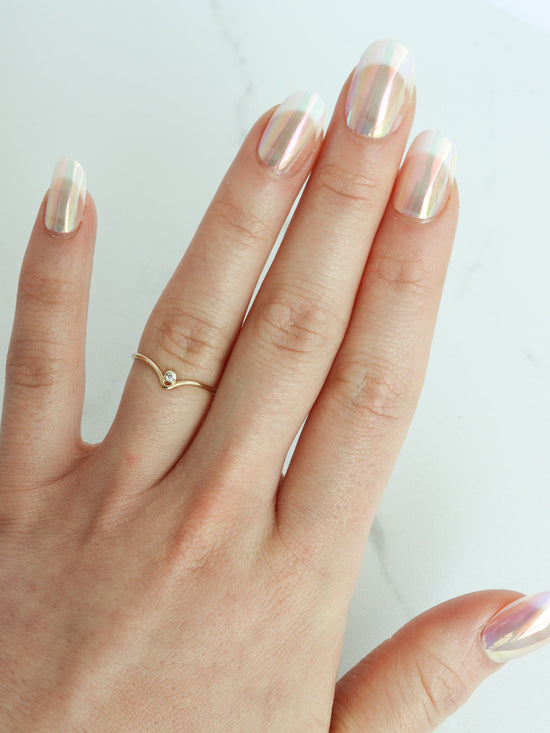 Chevron dainty CZ - Gold Filled Stacking Ring - Gemlet