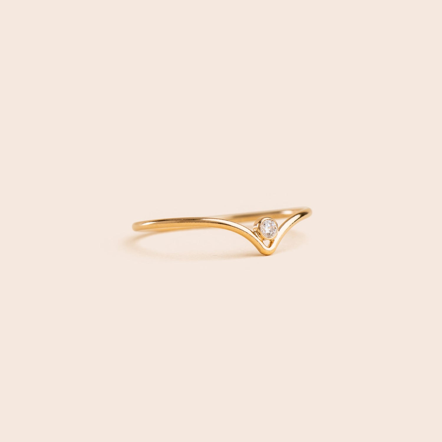 Chevron dainty CZ - Gold Filled Stacking Ring - Gemlet