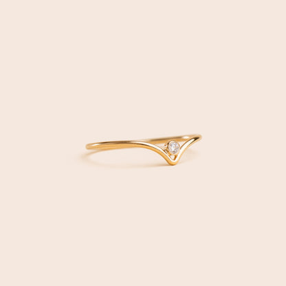 Chevron dainty CZ - Gold Filled Stacking Ring - Gemlet