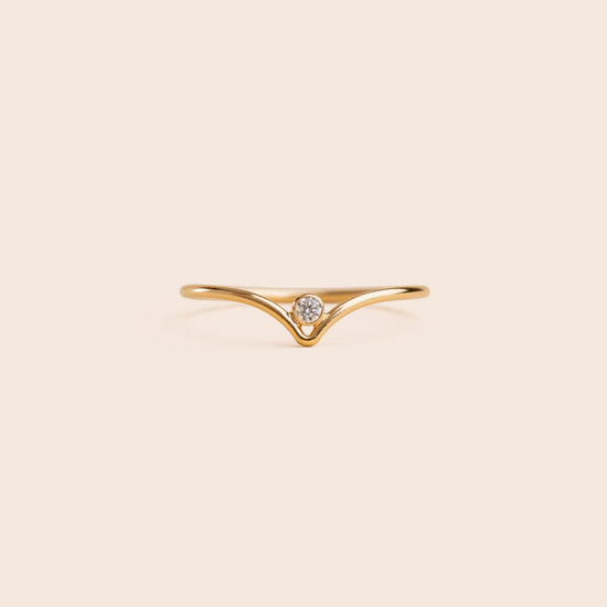 Chevron dainty CZ - Gold Filled Stacking Ring - Gemlet