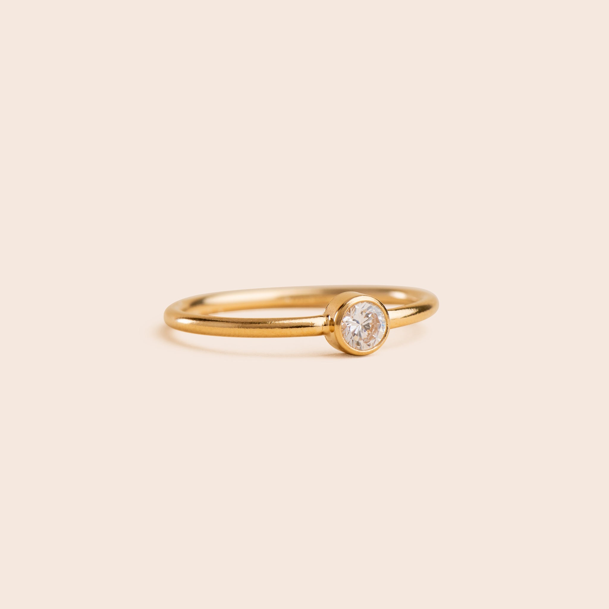 Classic CZ Solitaire - Gold Filled Stacking Ring - Gemlet