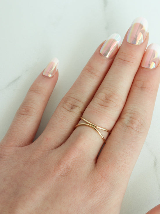 Load image into Gallery viewer, Criss Cross - Gold Filled Stacking Ring - Gemlet
