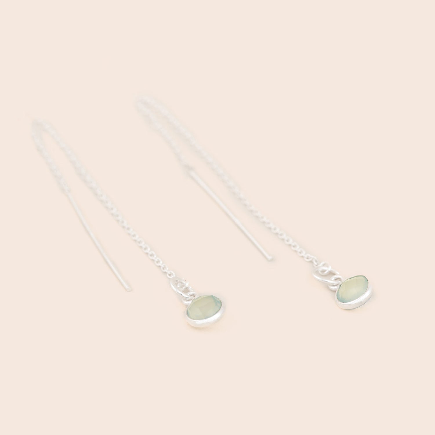 Dainty Chalcedony Threader Earrings - Gemlet