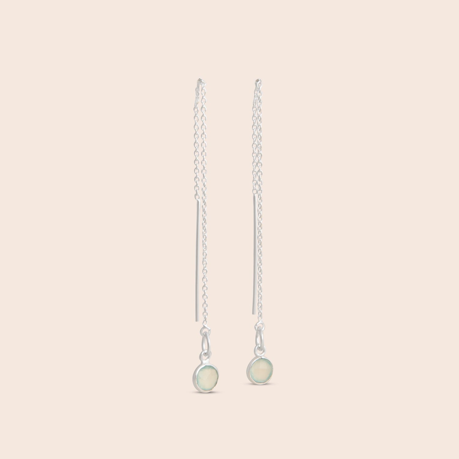 Dainty Chalcedony Threader Earrings - Gemlet