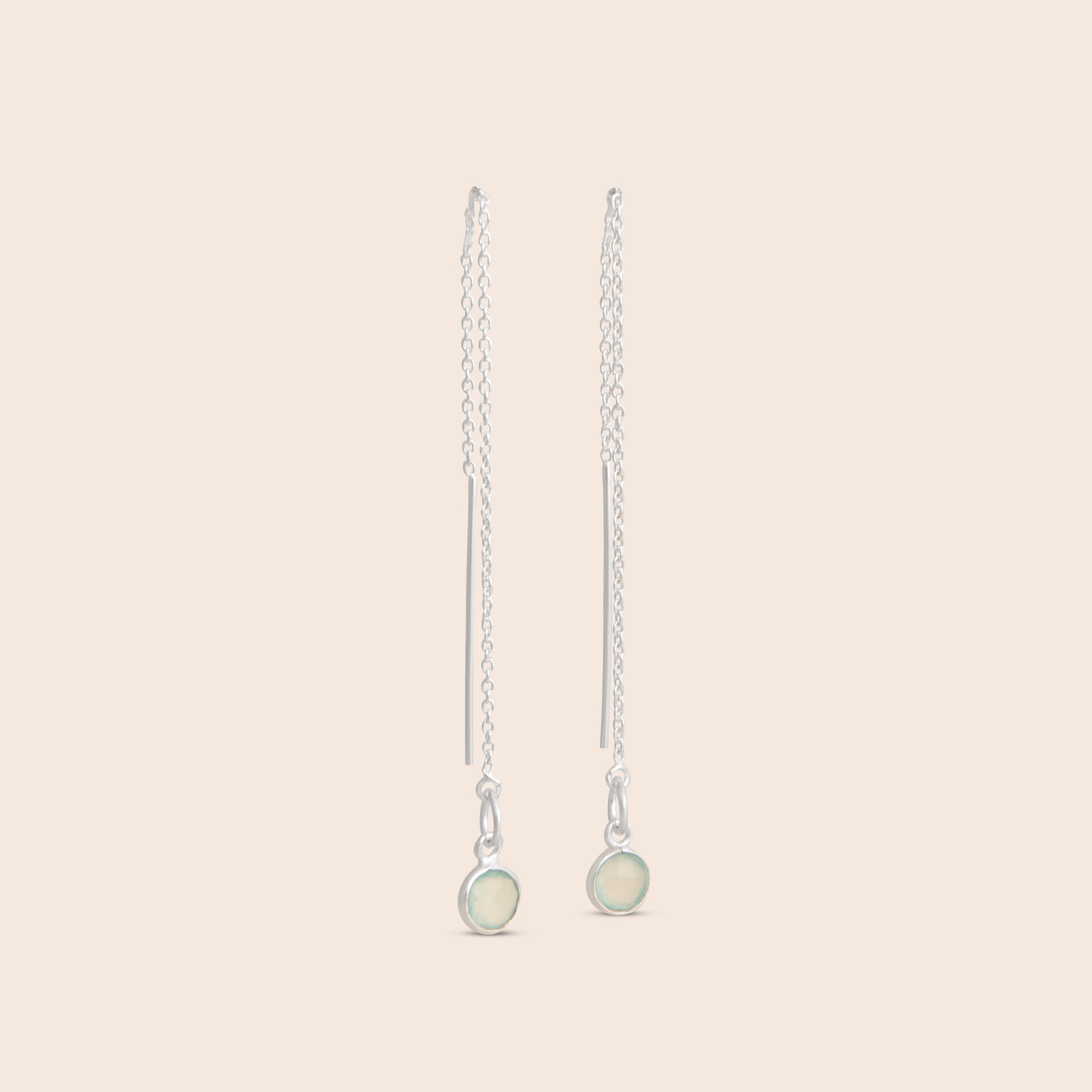 Dainty Chalcedony Threader Earrings - Gemlet