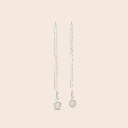 Dainty Chalcedony Threader Earrings - Gemlet