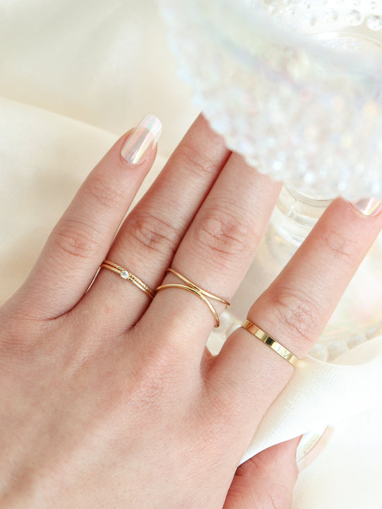 Dainty CZ - Gold Filled Stacking Ring - Gemlet