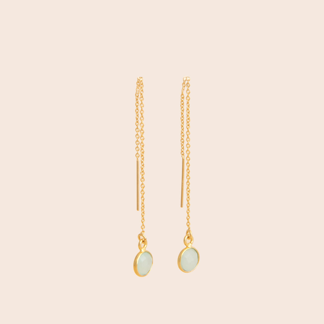 Dainty Ocean Blue Chalcedony Threader Earrings - Gemlet