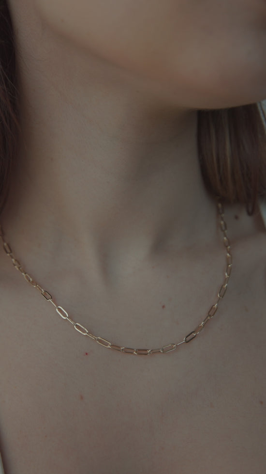 Load and play video in Gallery viewer, Gold Thick Paper Clip Chain Necklace
